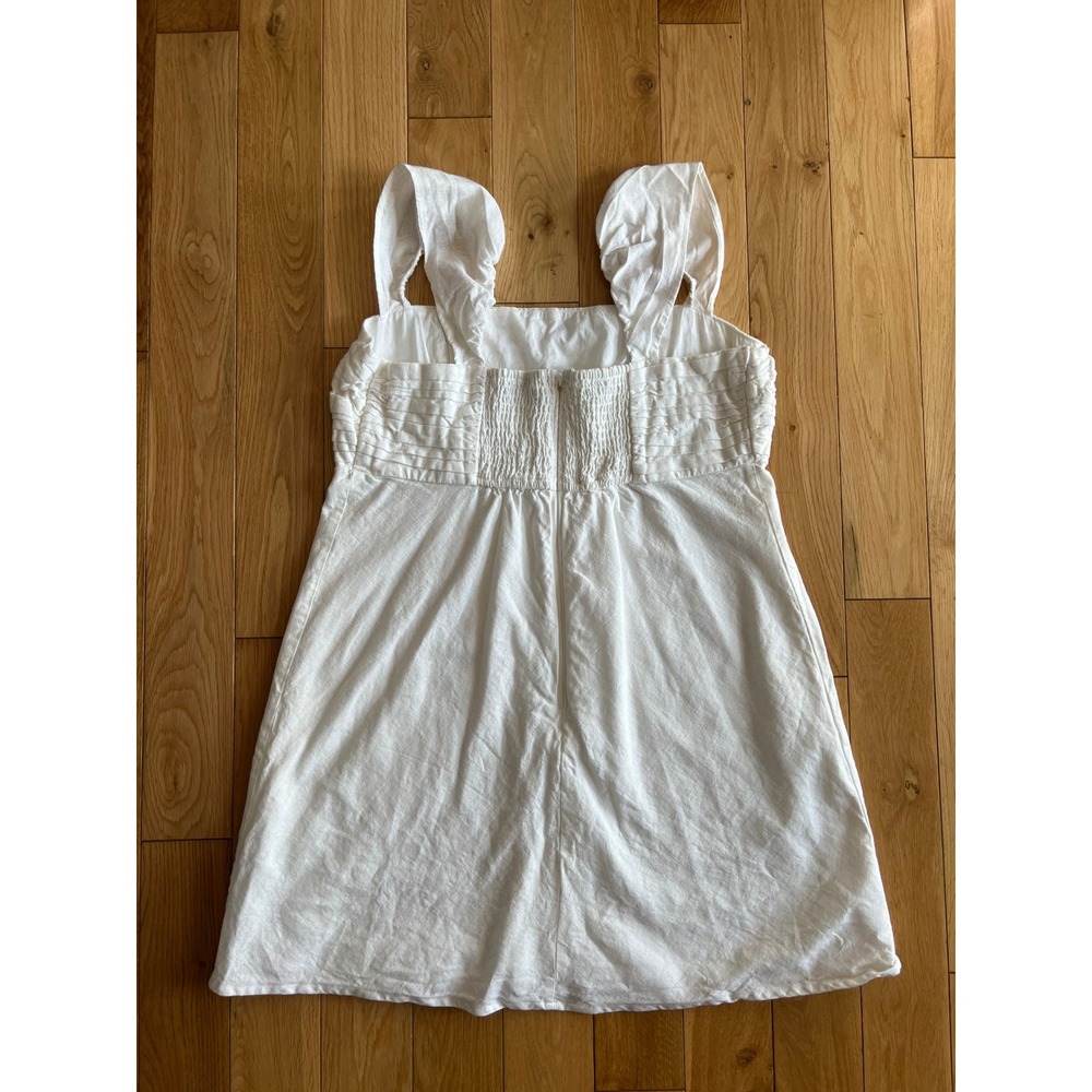 Abercrombie & Fitch Emerson Cap Sleeve Mini Dress White Linen Blend Womens XL - Picture 9 of 10